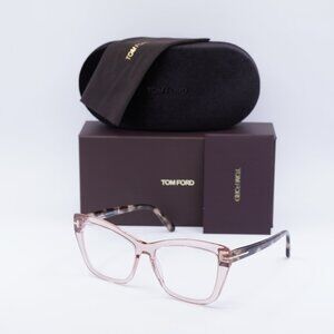 Tom Ford FT5826-B 072 Cat Eye Eyeglasses - Transparent Pink 55mm
